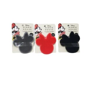 Disney Minnie Mouse Silicone Scrubbers Non Scratch 3 pc Gray - Red -Black -New